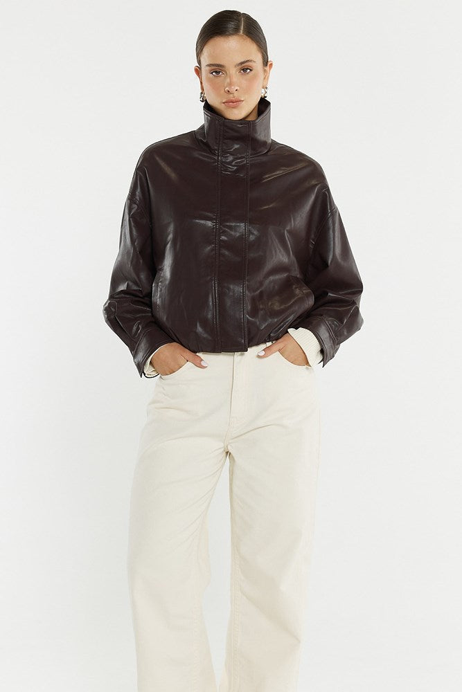 Jude Leather Look Bomber