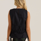 Elin Gathered Tie Top - Black