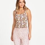 Alessia Reversible Active Singlet - Chocolate Floral/Pink Cheetah