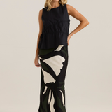 Elin Gathered Tie Top - Black