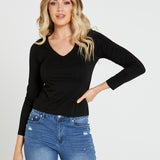 Serena Vee Top - Black