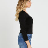Serena Vee Top - Black