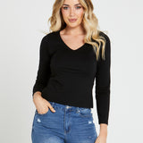 Serena Vee Top - Black