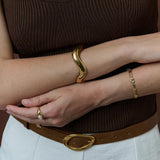 Wavy Slim Adjustable Bangle - Gold