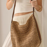 Velra Straw Shoulder Bag - Tan