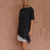 Arlo Jersey Lace Tee - Black Spot