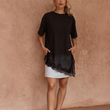 Arlo Jersey Lace Tee - Black Spot