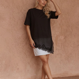 Arlo Jersey Lace Tee - Black Spot