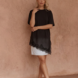 Arlo Jersey Lace Tee - Black Spot