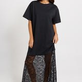 Sim Lace Hem Tee Dress - Black