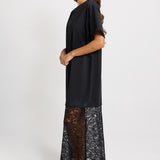 Sim Lace Hem Tee Dress - Black