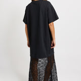 Sim Lace Hem Tee Dress - Black