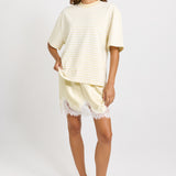 Maddie Lace Hem Mini Skirt - Lemon/White Lace