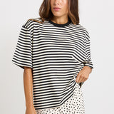 Jazel Slouch Stripe Tee - Black/White