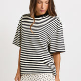 Jazel Slouch Stripe Tee - Black/White