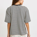 Jazel Slouch Stripe Tee - Black/White