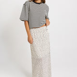 Rachel Spot Mesh Maxi Skirt - White/Black