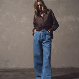 Yara Slack Pleat Jean - Classic Blue Wash