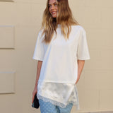 Arlo Jersey Lace Tee - Ivory