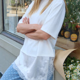 Arlo Jersey Lace Tee - Ivory