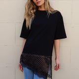 Arlo Jersey Lace Tee - Black Spot