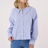 Gypsy Large Collared Shirt - Blue Choc Stripe