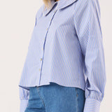 Gypsy Large Collared Shirt - Blue Choc Stripe