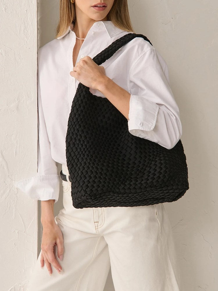 L&S Layla Woven Tote Bag - Black