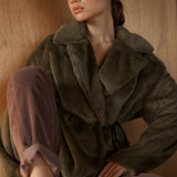Vivi Fur Jacket - Dark Olive