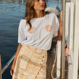 Coast Mini Wrap Skirt - Peach Shell Patchwork
