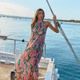 Malia Halter Dress - Pink Green Paisley