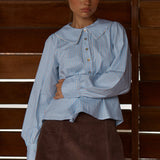 Gypsy Large Collared Shirt - Blue Choc Stripe