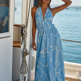 Tilda Backless Plunge Dress - Abstract Daisy