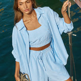 Alani Short - Blue White Stripe