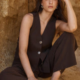 Nevra Side Panel Vest - Chocolate
