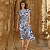 Nazalia Tie Waist Dress - Violet Floral