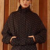 Brookie Spot Bomber Jacket - Black/White