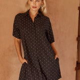 Lizzie Spot Shirt Dress - Black/White