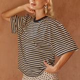 Jazel Slouch Stripe Tee - Black/White
