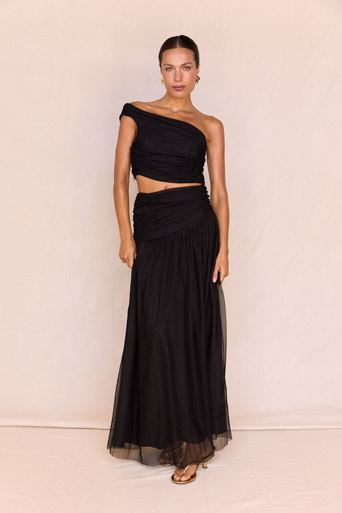 Clea Tulle Skirt in Black – women's maxi skirt by SASS