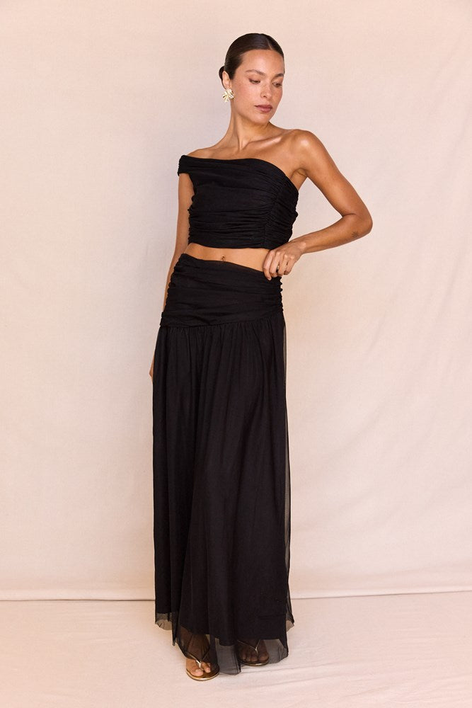 Clea Tulle Skirt in Black – women's maxi skirt by SASS