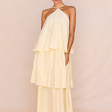 Nicola Layered Dress in Butter Yellow – women's maxi dress by SASS