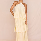Nicola Layered Dress in Butter Yellow – women's maxi dress by SASS