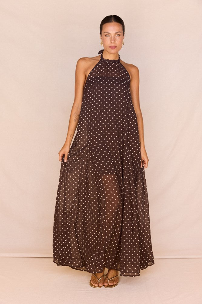 Steph Halter Neck Dress in Polka Dot – women's maxi dress by SASS