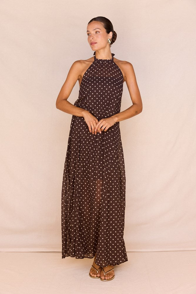 Steph Halter Neck Dress in Polka Dot – women's maxi dress by SASS