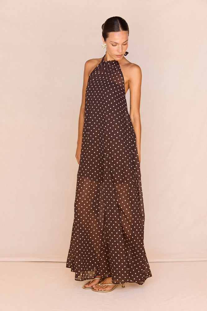Steph Halter Neck Dress in Polka Dot – women's maxi dress by SASS