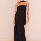 Hayley Strapless Mesh Dress in Black – women's maxi dress by SASS