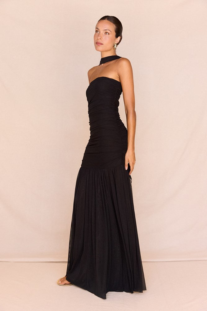 Hayley Strapless Mesh Dress in Black – women's maxi dress by SASS