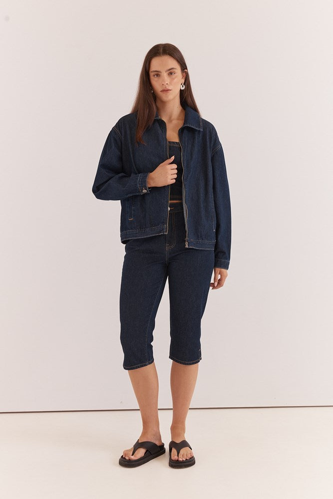 Kumi Zip Denim Jacket - Rinse Wash