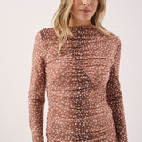 Allegra Seamed Mesh Top - Deer Print